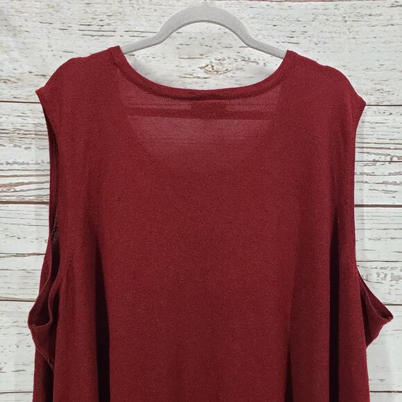 Catherines Women's Burgundy Metallic Knit Tank Top Size 5X - Picture 10 of 14